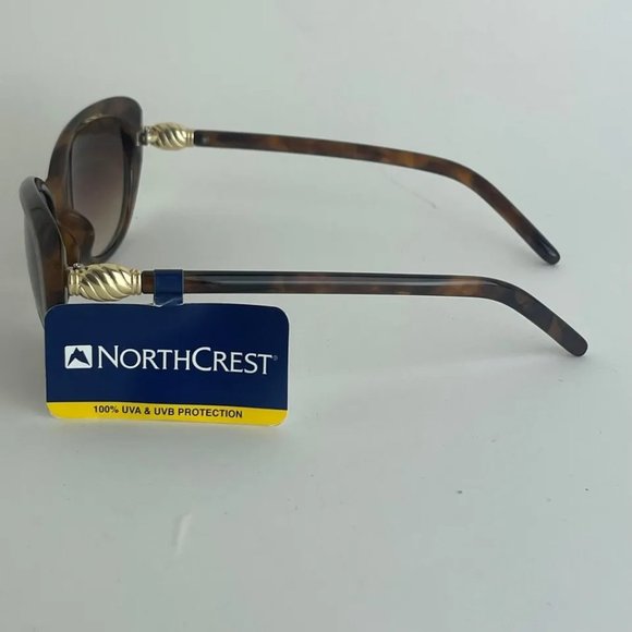 SG00769 NorthCrest Women Sunglasses Brown W/ Gold Design 100% UVAUBV Protection - Picture 4 of 7